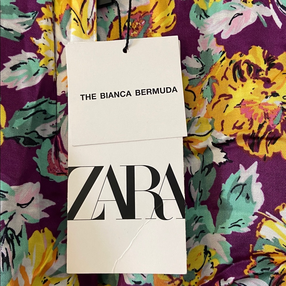 Zara The Bianca Bermuda Multicolor Floral size XS brand new inseam 10”waist 26” - Picture 2 of 12